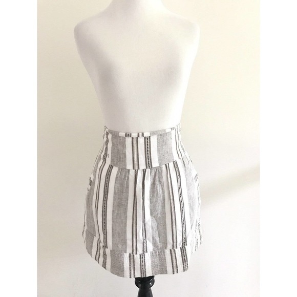BCBGMaxazria | Womens Size 8 Striped Pencil Skirt Linen Short Mini White Gray - Picture 5 of 7
